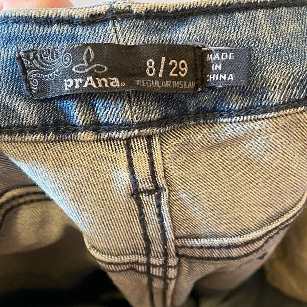 PRANA Organic Cotton Blend Distressed Denim Skinny Jeans Women’s Size 8